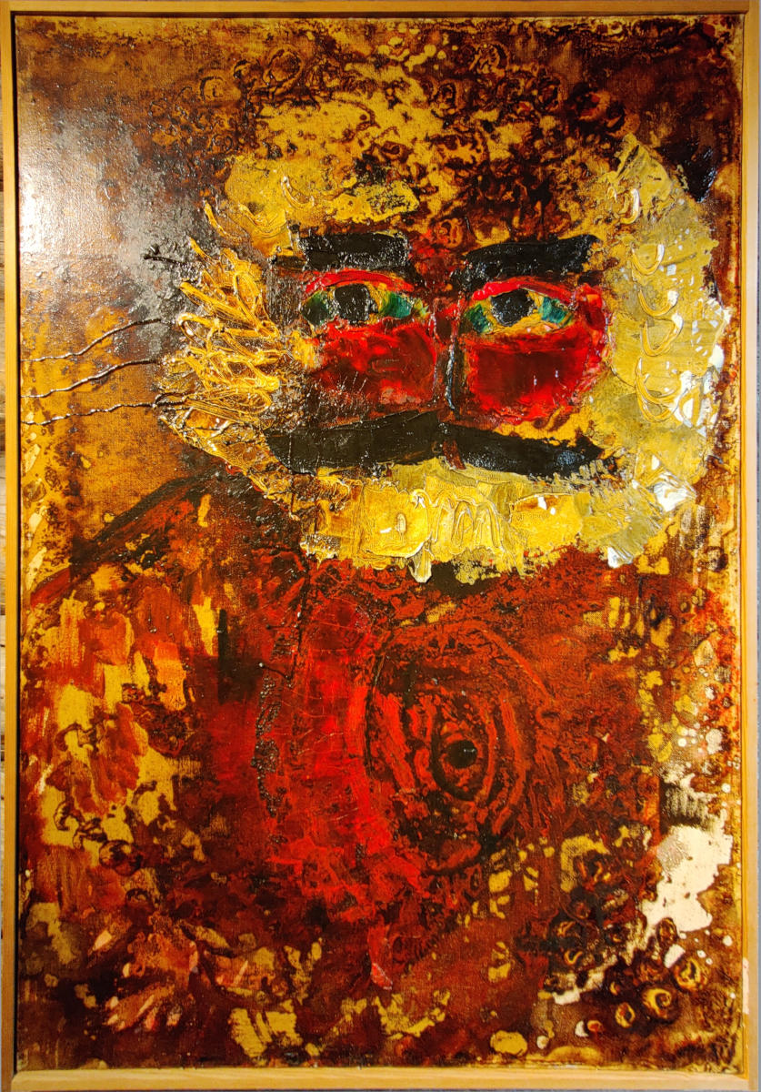 Reidar Särestöniemi, Autoportrait, années 1970, techniques mixtes sur toile, dimensions inconnues, Musée Särestöniemi, Kaukonen, Finlande